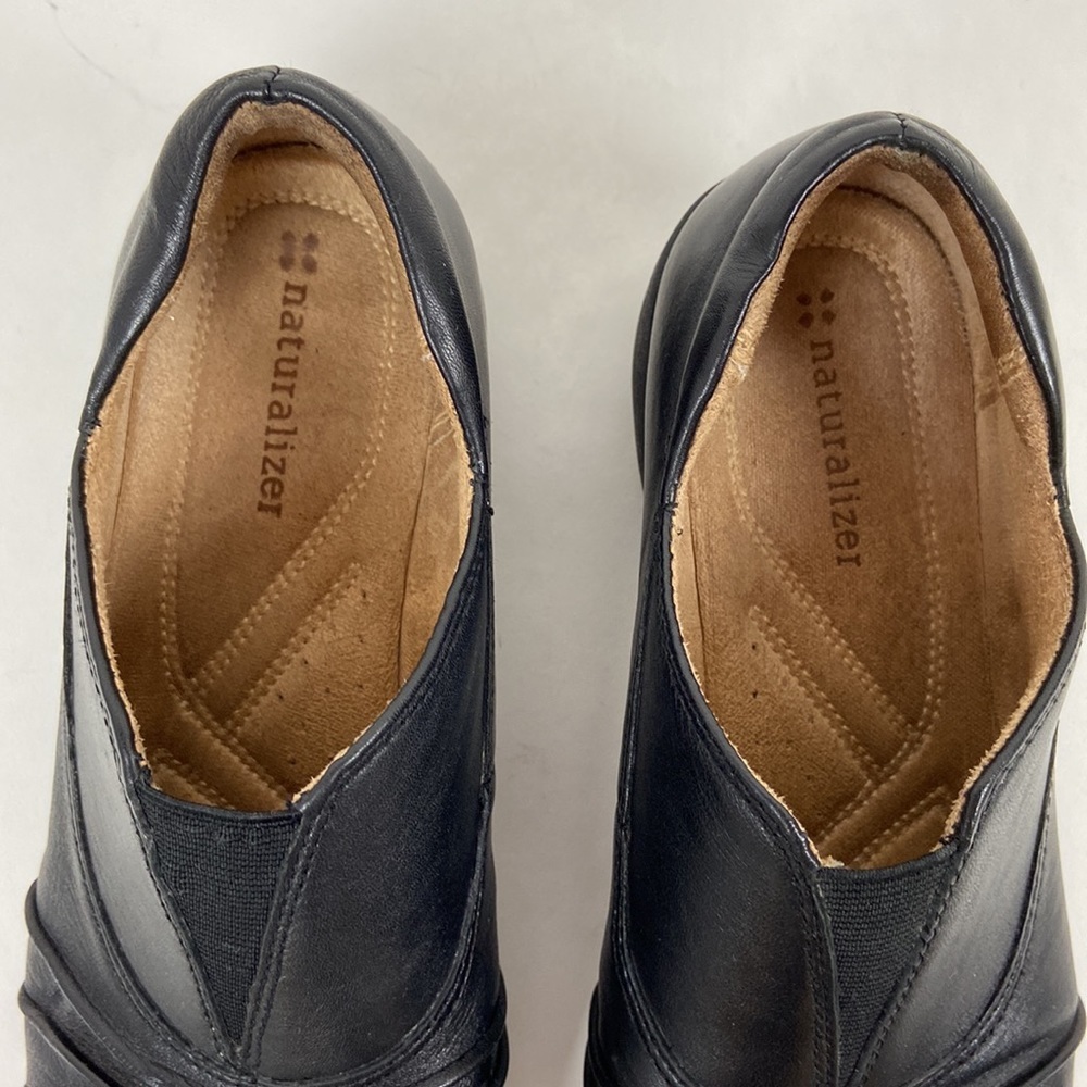 Naturalizer Jolton Black Leather Loafer Slip-on Low Heel Wedge Sz 7 - Picture 6 of 16